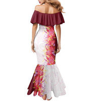 Hawaii Tropical Plant Akala Mermaid Dress Vibrant Polynesian Pattern