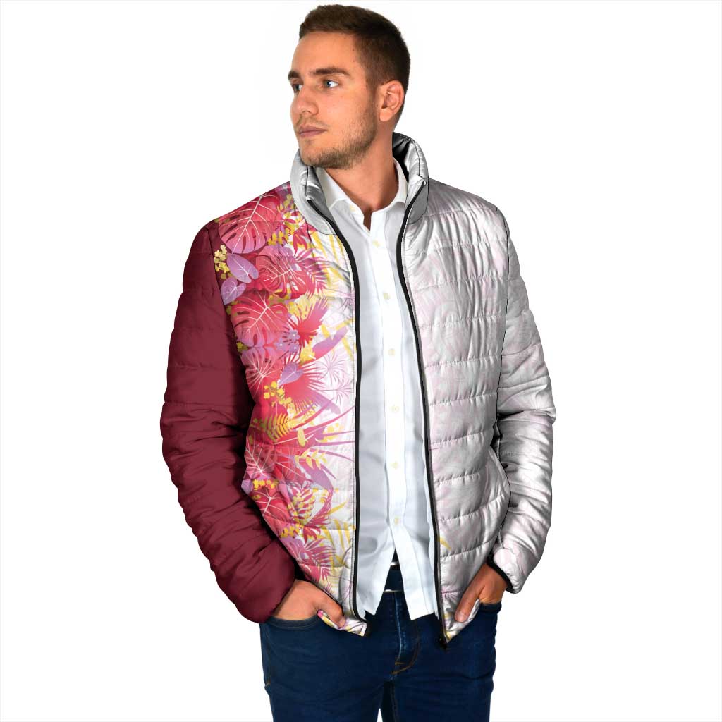 Hawaii Tropical Plant Akala Padded Jacket Vibrant Polynesian Pattern