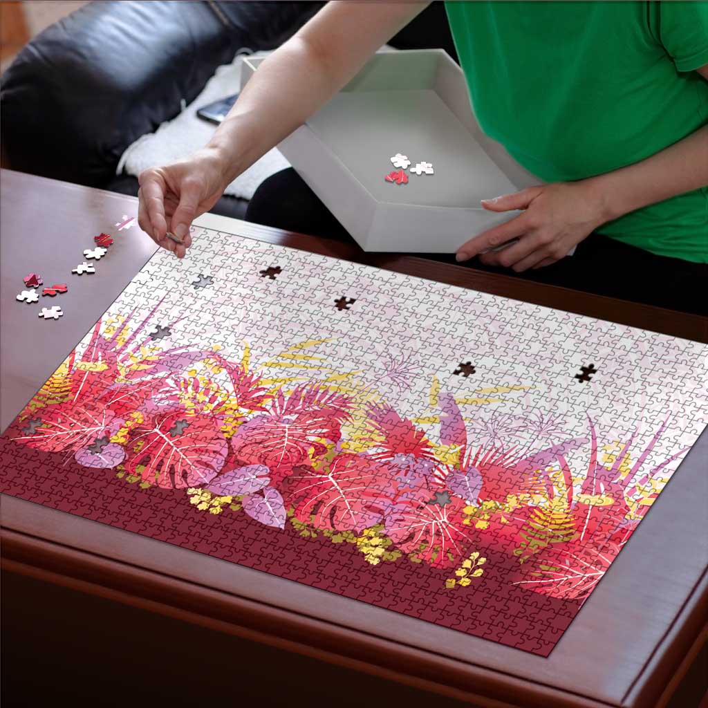 Hawaii Tropical Plant Akala Puzzle Vibrant Polynesian Pattern