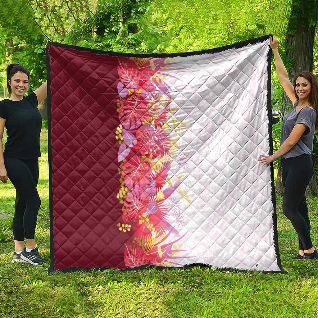 Hawaii Tropical Plant Akala Quilt Vibrant Polynesian Pattern