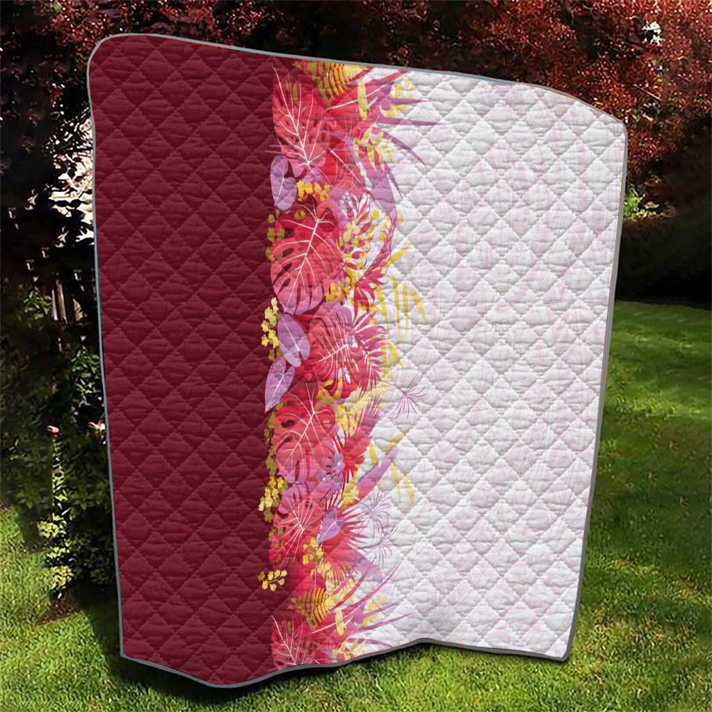 Hawaii Tropical Plant Akala Quilt Vibrant Polynesian Pattern