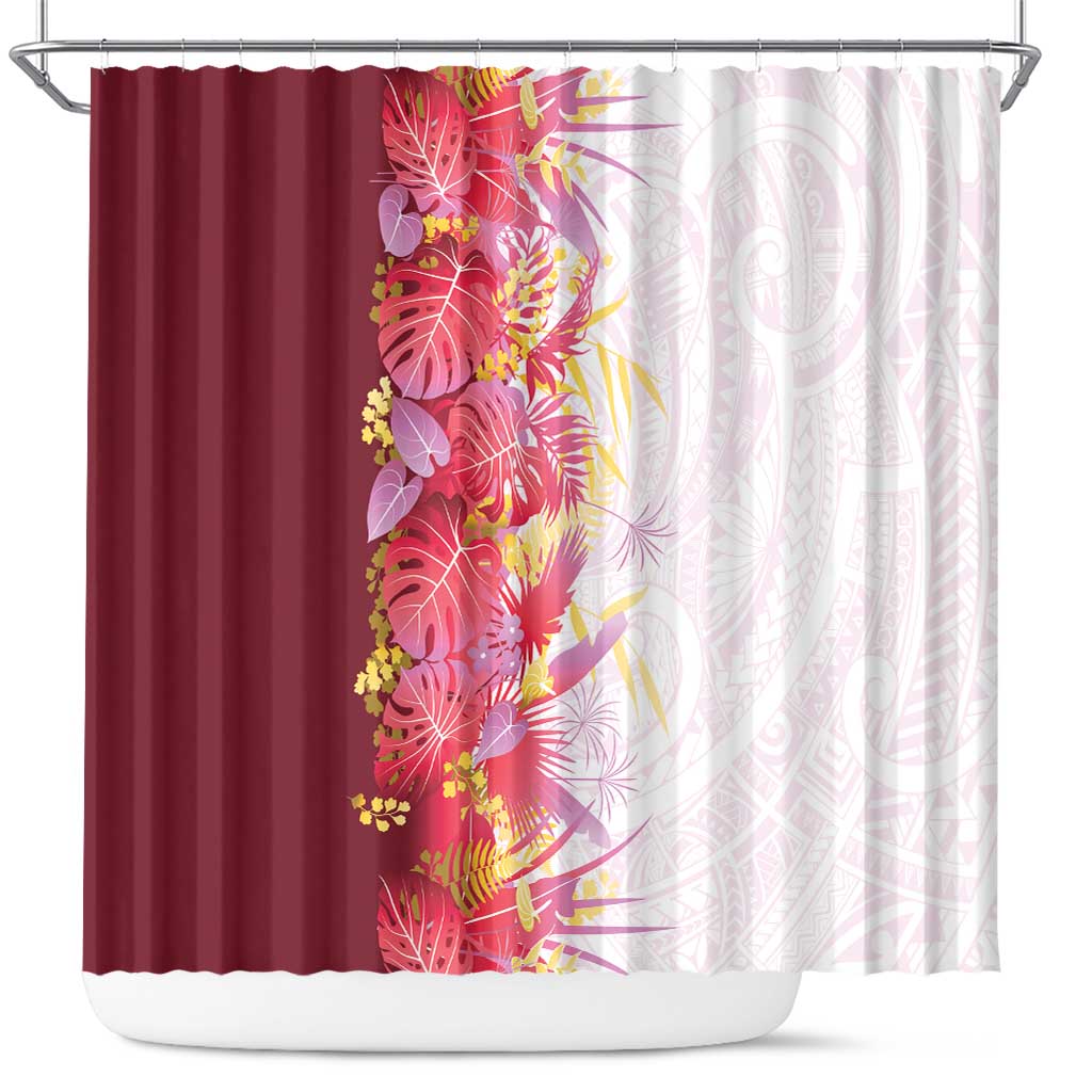 Hawaii Tropical Plant Akala Shower Curtain Vibrant Polynesian Pattern