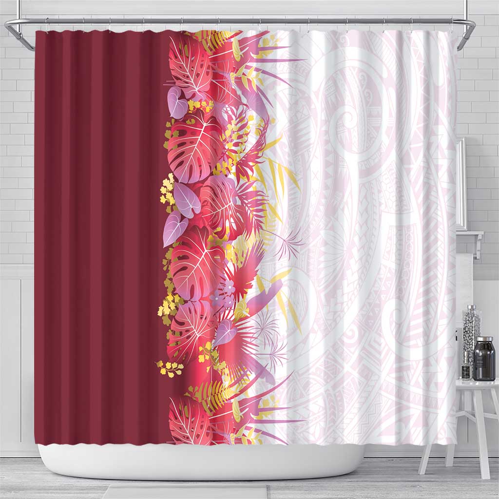 Hawaii Tropical Plant Akala Shower Curtain Vibrant Polynesian Pattern