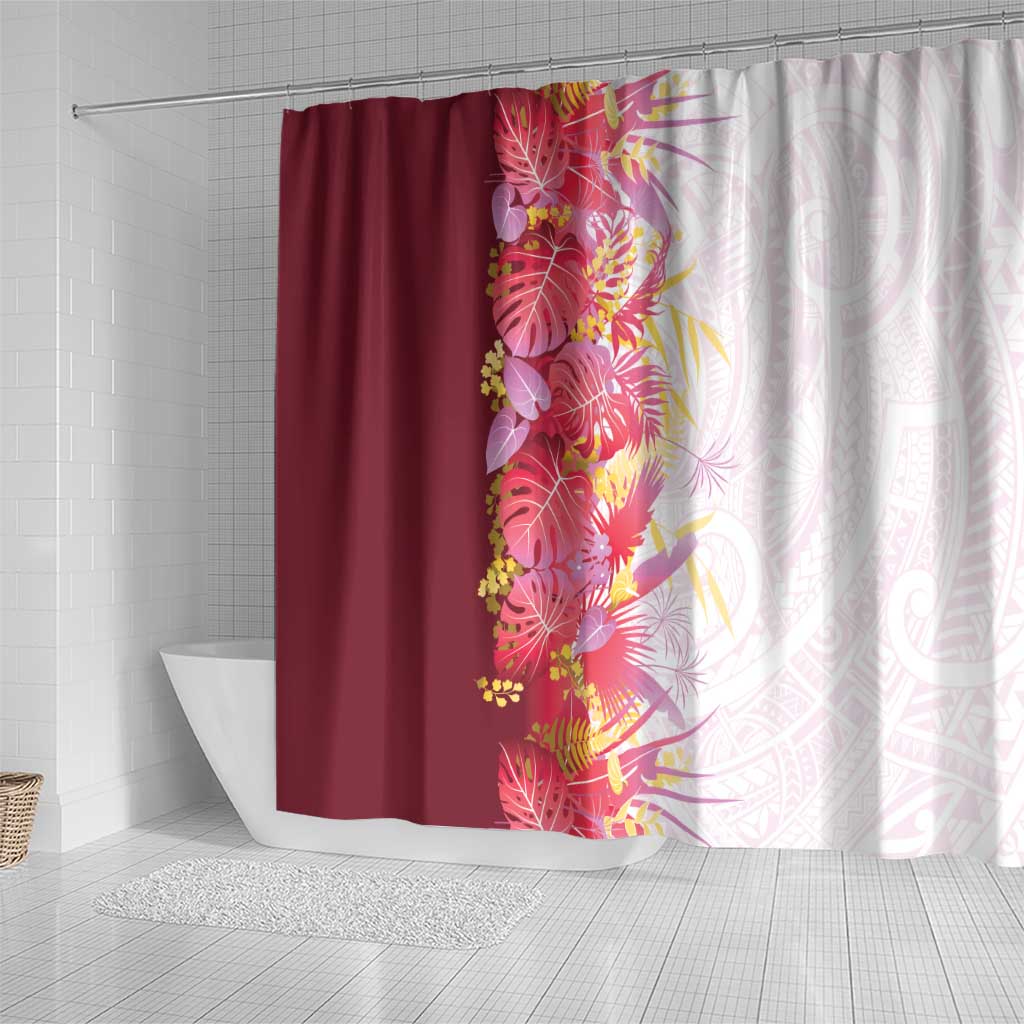 Hawaii Tropical Plant Akala Shower Curtain Vibrant Polynesian Pattern