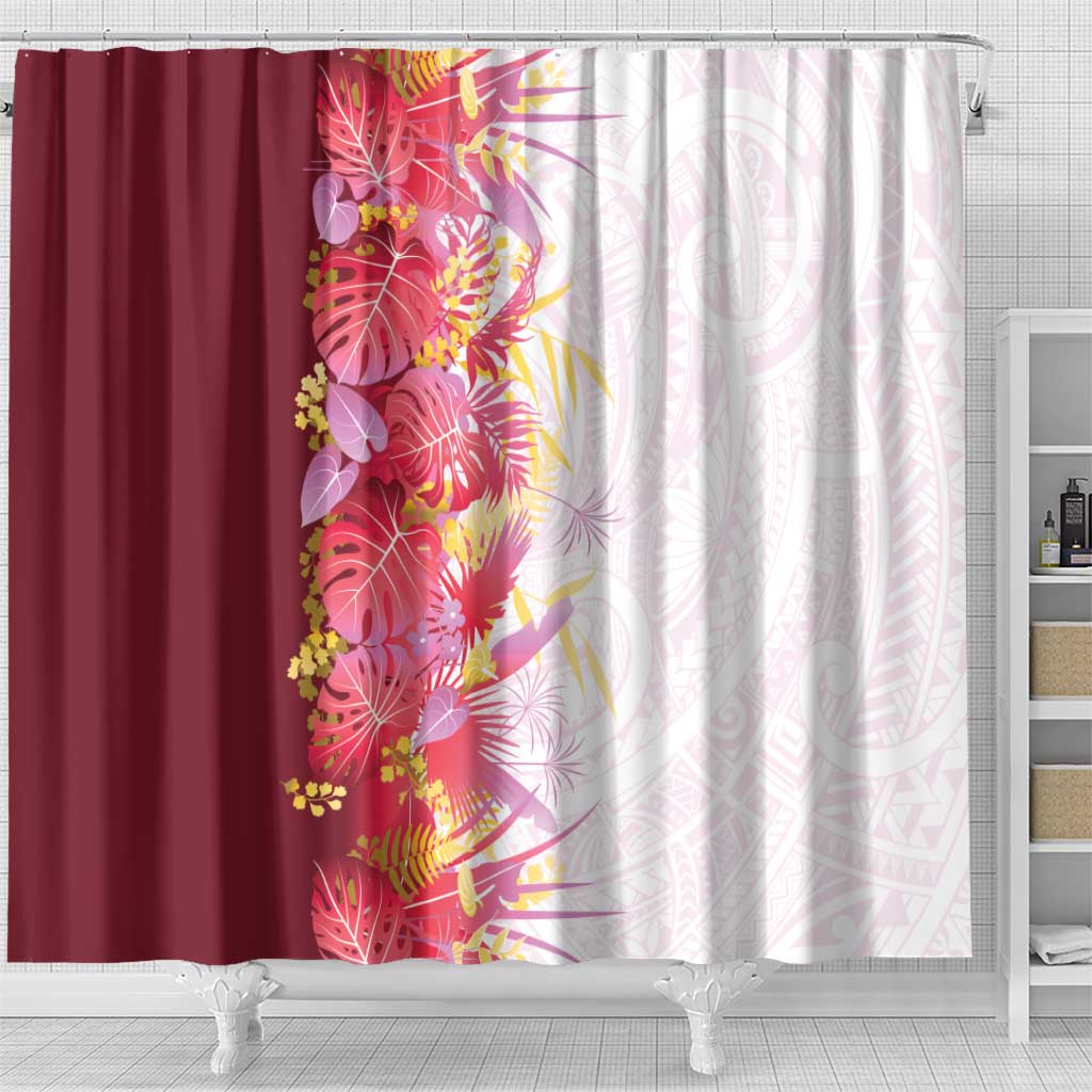 Hawaii Tropical Plant Akala Shower Curtain Vibrant Polynesian Pattern