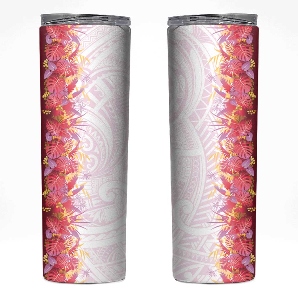 Hawaii Tropical Plant Akala Skinny Tumbler Vibrant Polynesian Pattern