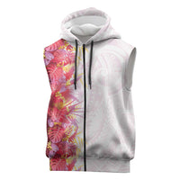 Hawaii Tropical Plant Akala Sleeveless Zip Hoodie Vibrant Polynesian Pattern
