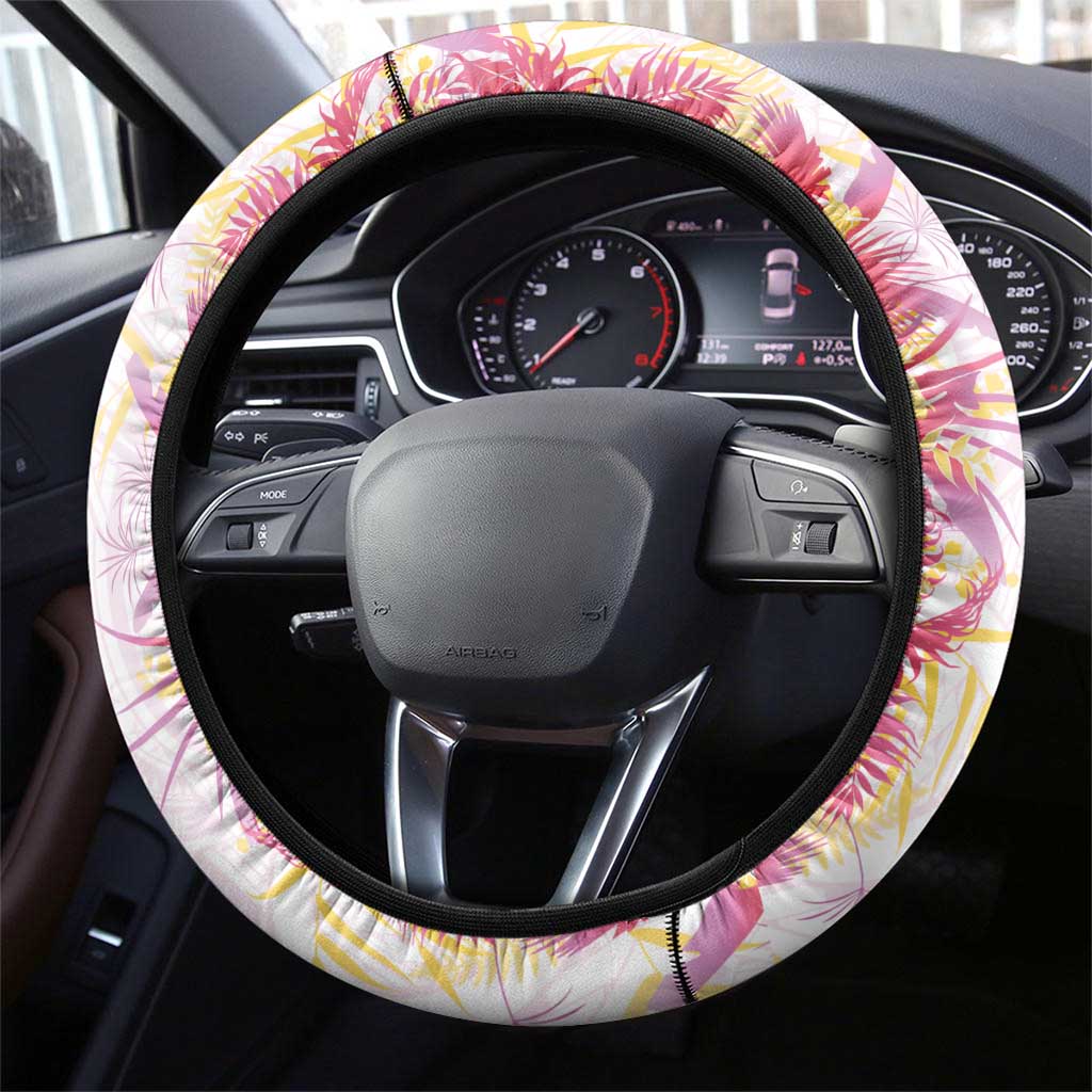 Hawaii Tropical Plant Akala Steering Wheel Cover Vibrant Polynesian Pattern