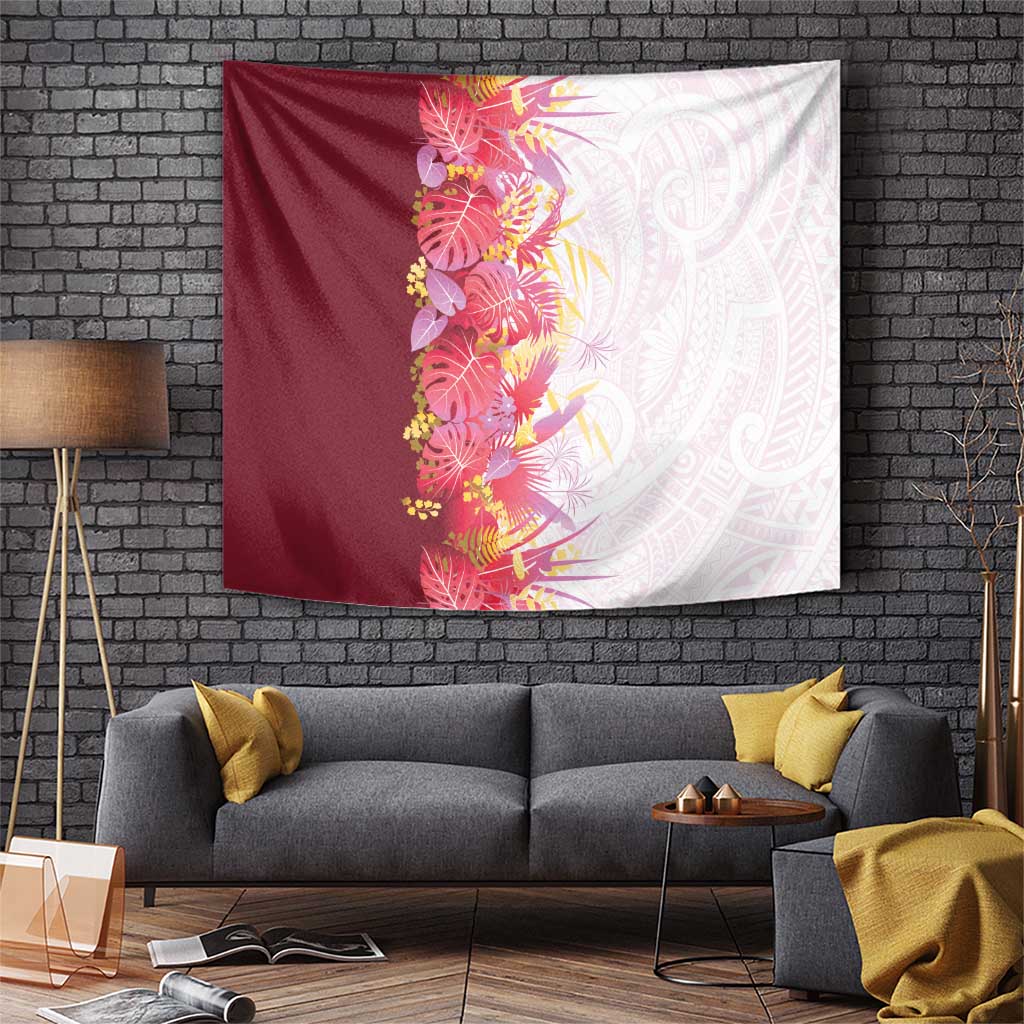 Hawaii Tropical Plant Akala Tapestry Vibrant Polynesian Pattern