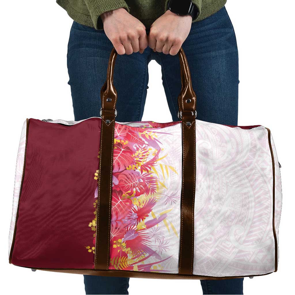 Hawaii Tropical Plant Akala Travel Bag Vibrant Polynesian Pattern