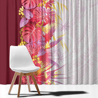 Hawaii Tropical Plant Akala Window Curtain Vibrant Polynesian Pattern