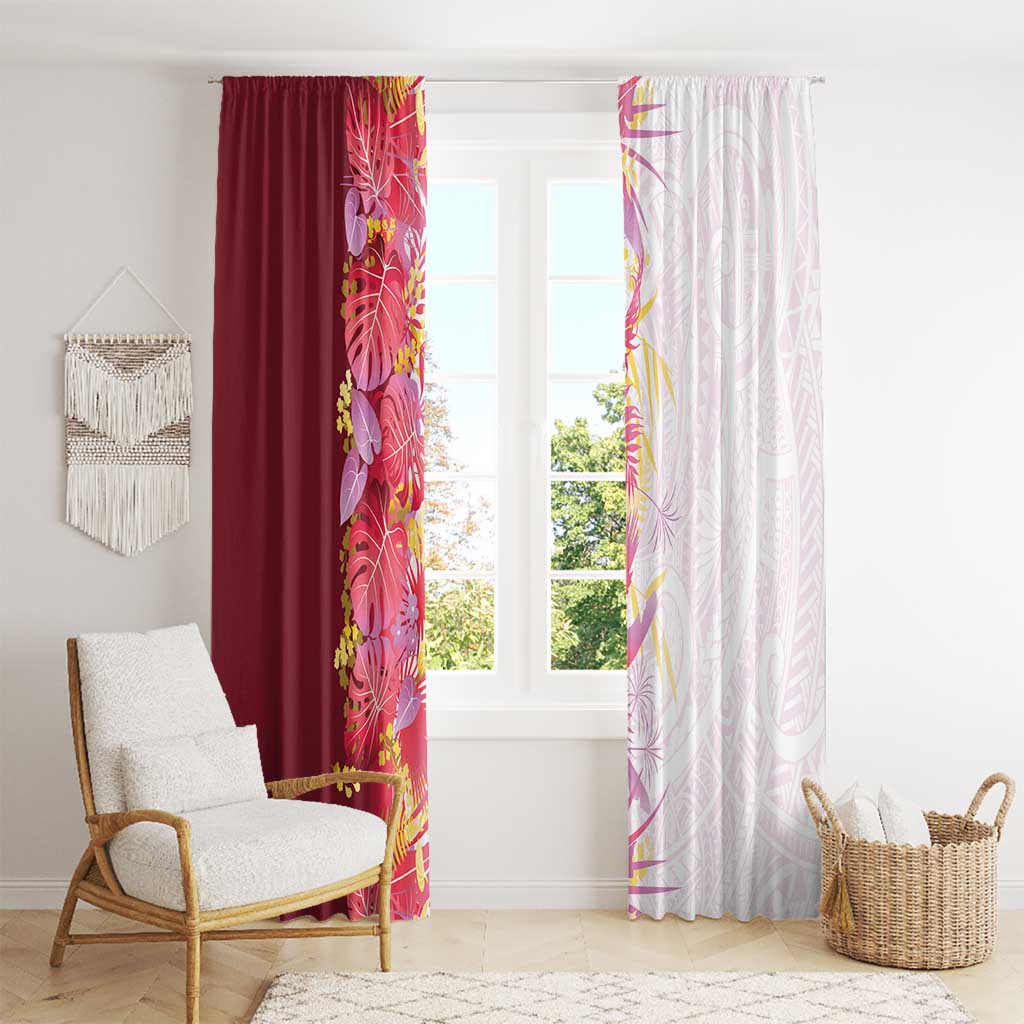 Hawaii Tropical Plant Akala Window Curtain Vibrant Polynesian Pattern