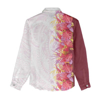 Hawaii Tropical Plant Akala Women Casual Shirt Vibrant Polynesian Pattern