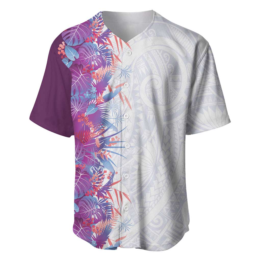 Hawaii Tropical Plant Poni Baseball Jersey Vibrant Polynesian Pattern