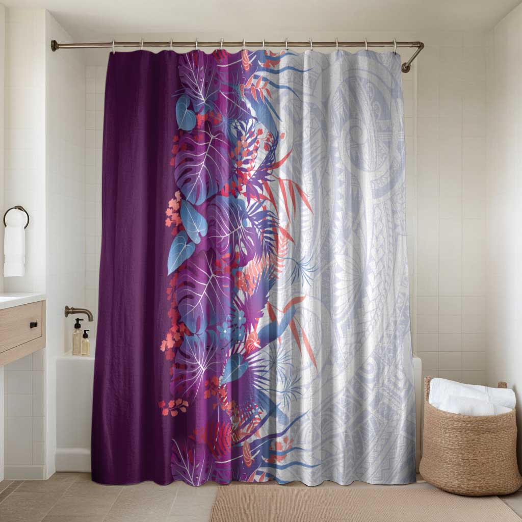 Hawaii Tropical Plant Poni Bathroom Set Vibrant Polynesian Pattern