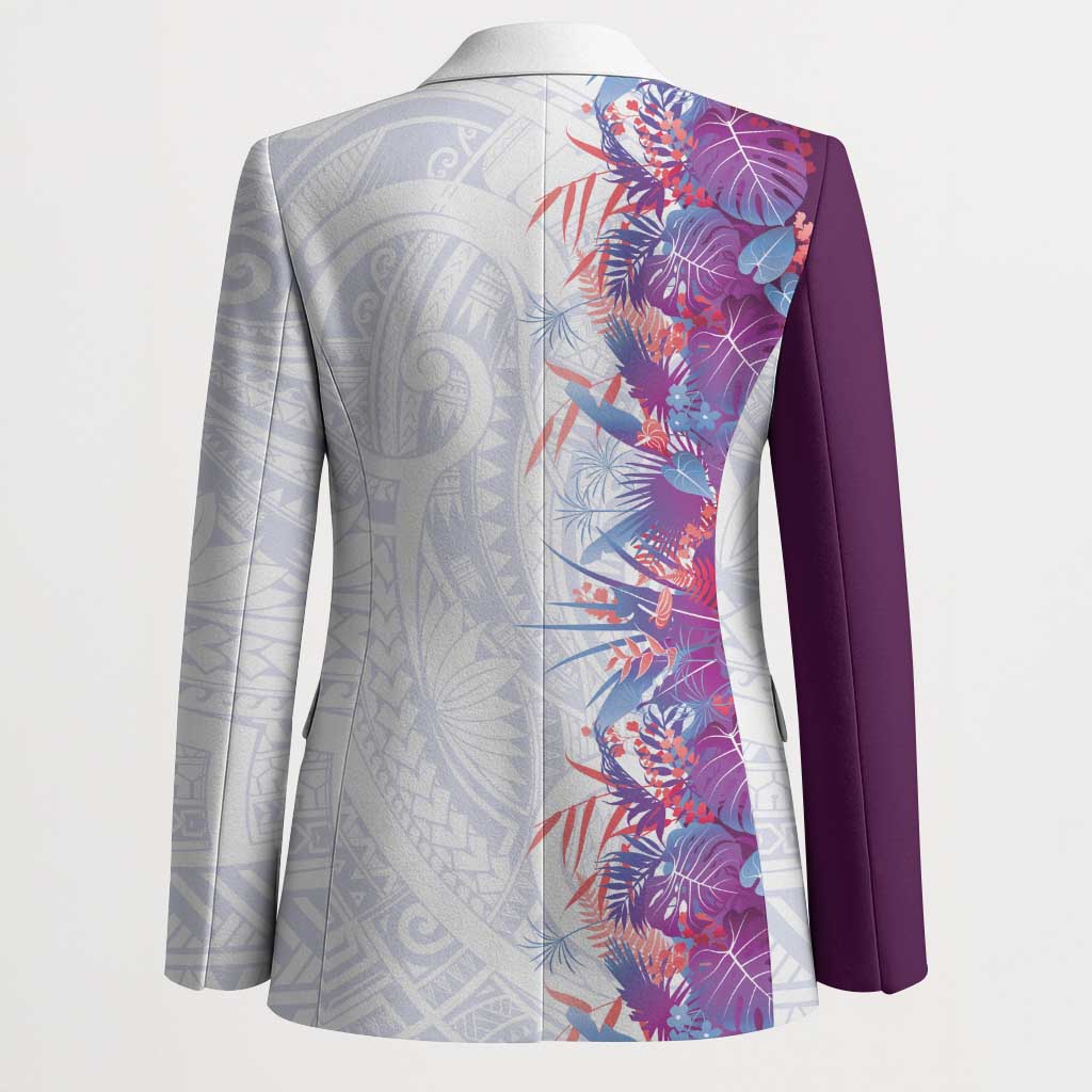 Hawaii Tropical Plant Poni Blazer Vibrant Polynesian Pattern