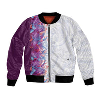 Hawaii Tropical Plant Poni Bomber Jacket Vibrant Polynesian Pattern