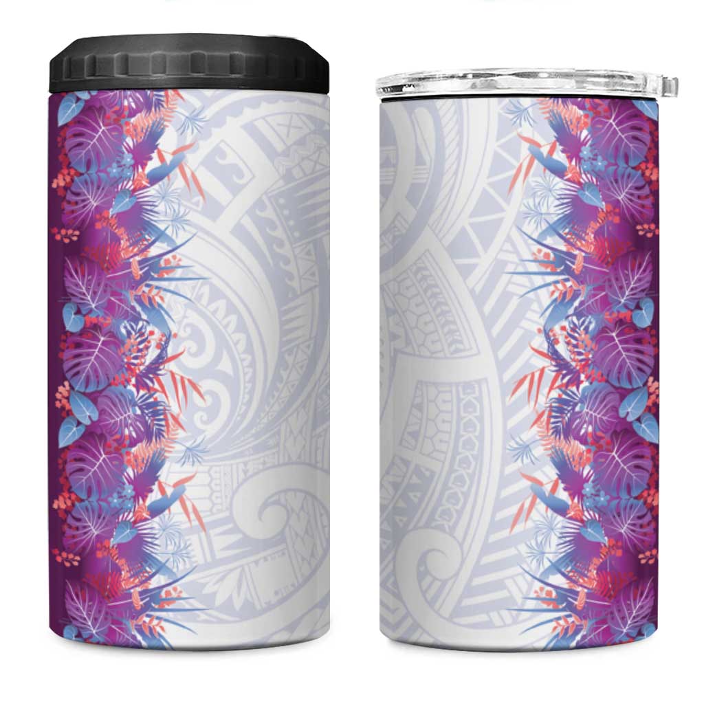 Hawaii Tropical Plant Poni 4 in 1 Can Cooler Tumbler Vibrant Polynesian Pattern LT01 One Size: 16 oz Purple - Polynesian Pride