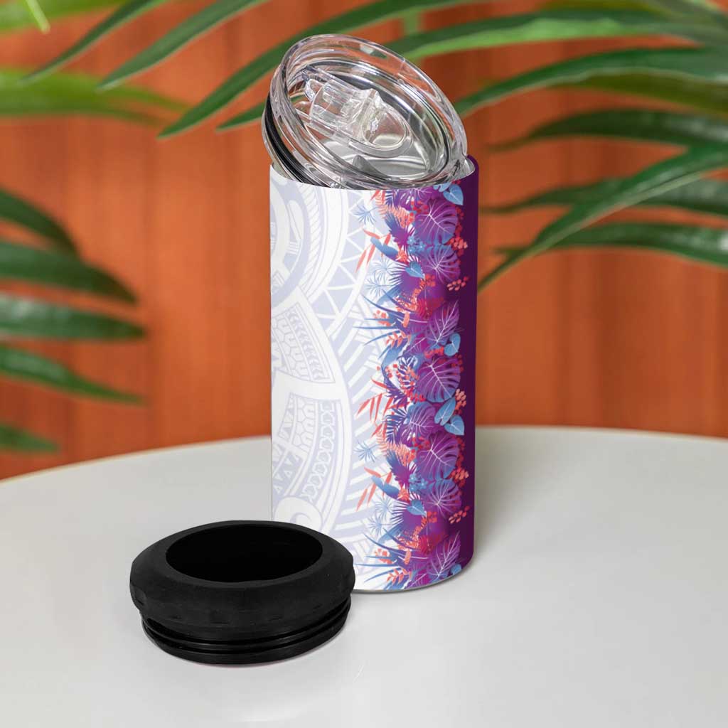 Hawaii Tropical Plant Poni 4 in 1 Can Cooler Tumbler Vibrant Polynesian Pattern LT01 - Polynesian Pride