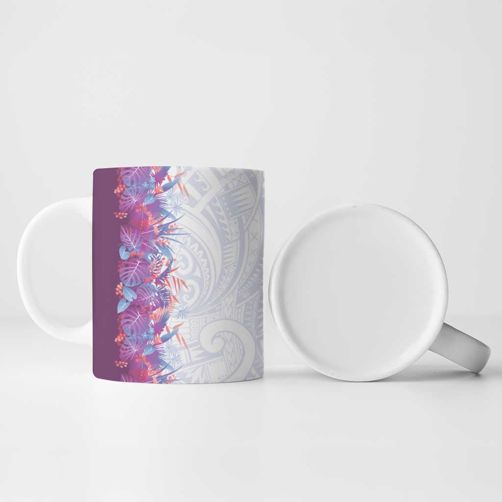 Hawaii Tropical Plant Poni Ceramic Mug Vibrant Polynesian Pattern