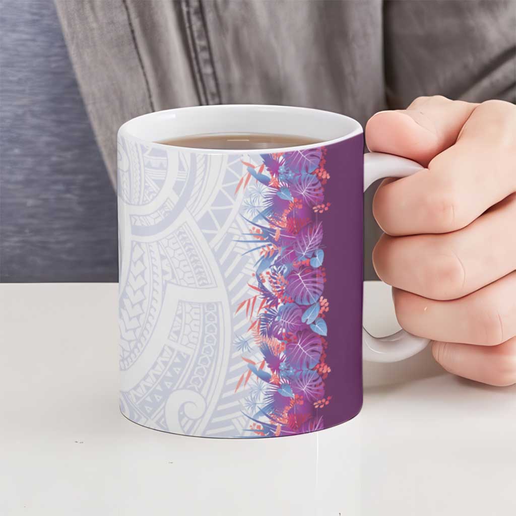 Hawaii Tropical Plant Poni Ceramic Mug Vibrant Polynesian Pattern