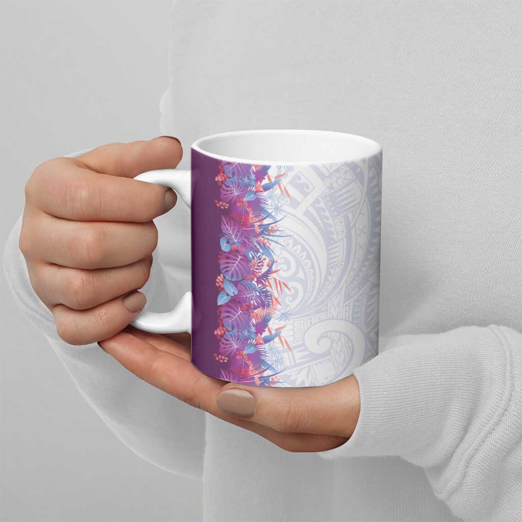 Hawaii Tropical Plant Poni Ceramic Mug Vibrant Polynesian Pattern