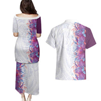 Hawaii Tropical Plant Poni Couples Matching Puletasi and Hawaiian Shirt Vibrant Polynesian Pattern