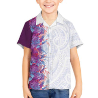 Hawaii Tropical Plant Poni Family Matching Puletasi and Hawaiian Shirt Vibrant Polynesian Pattern LT01 Son's Shirt Purple - Polynesian Pride