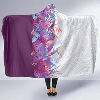 Hawaii Tropical Plant Poni Hooded Blanket Vibrant Polynesian Pattern