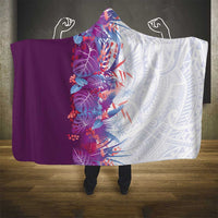 Hawaii Tropical Plant Poni Hooded Blanket Vibrant Polynesian Pattern