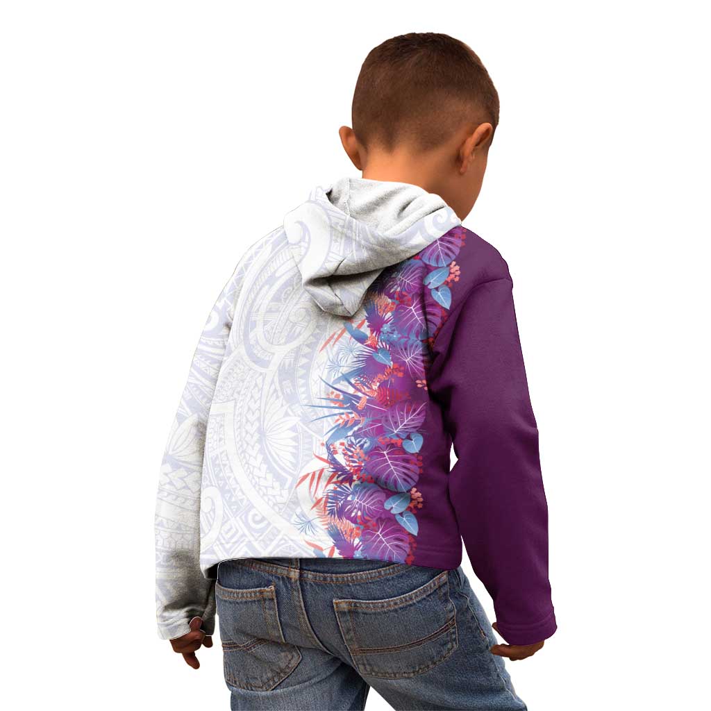 Hawaii Tropical Plant Poni Kid Hoodie Vibrant Polynesian Pattern