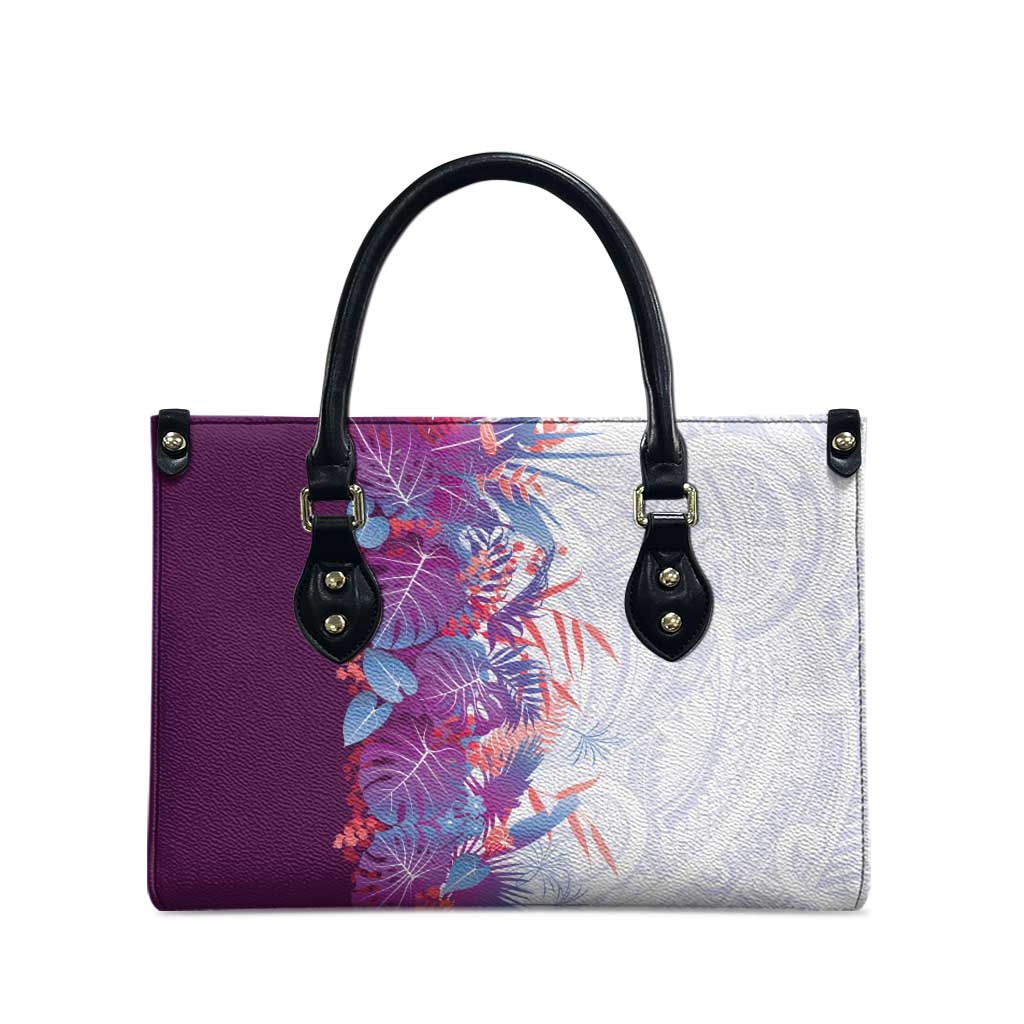 Hawaii Tropical Plant Poni Leather Bag Vibrant Polynesian Pattern
