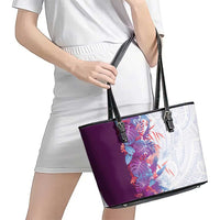 Hawaii Tropical Plant Poni Leather Tote Bag Vibrant Polynesian Pattern