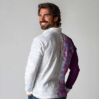 Hawaii Tropical Plant Poni Long Sleeve Polo Shirt Vibrant Polynesian Pattern