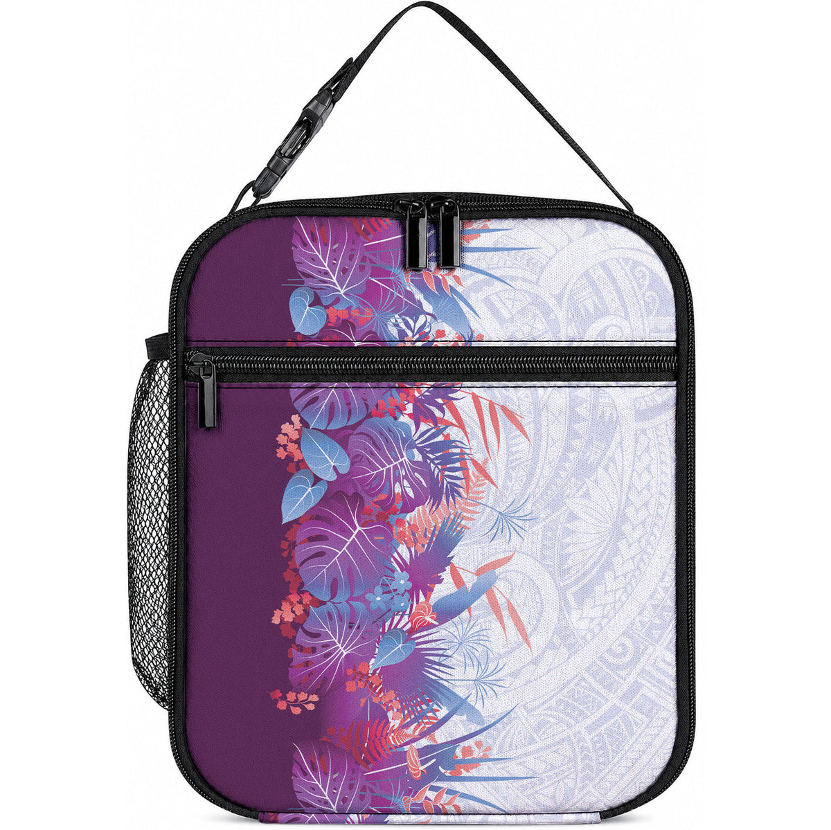 Hawaii Tropical Plant Poni Lunch Bag Vibrant Polynesian Pattern LT01 10.2 × 8.3 × 4.3 inch Purple - Polynesian Pride
