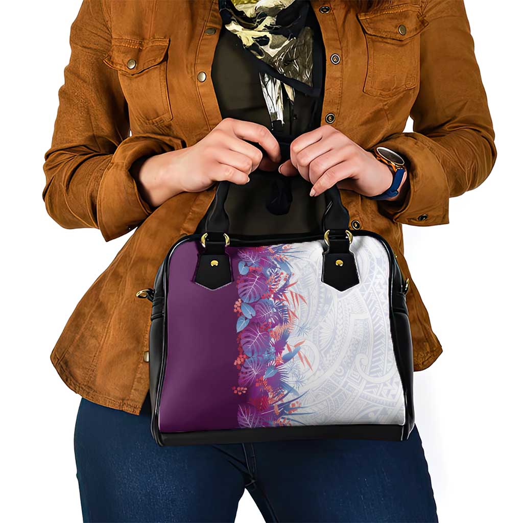 Hawaii Tropical Plant Poni Shoulder Handbag Vibrant Polynesian Pattern