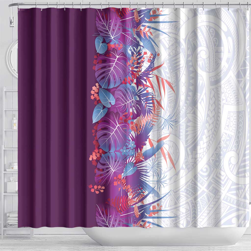 Hawaii Tropical Plant Poni Shower Curtain Vibrant Polynesian Pattern