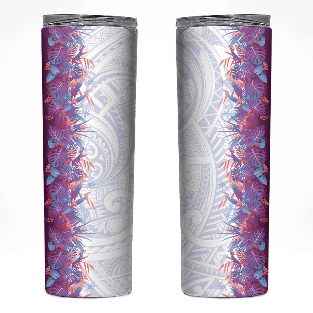 Hawaii Tropical Plant Poni Skinny Tumbler Vibrant Polynesian Pattern