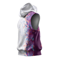 Hawaii Tropical Plant Poni Sleeveless Hoodie Vibrant Polynesian Pattern