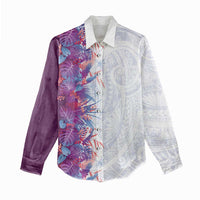 Hawaii Tropical Plant Poni Women Casual Shirt Vibrant Polynesian Pattern