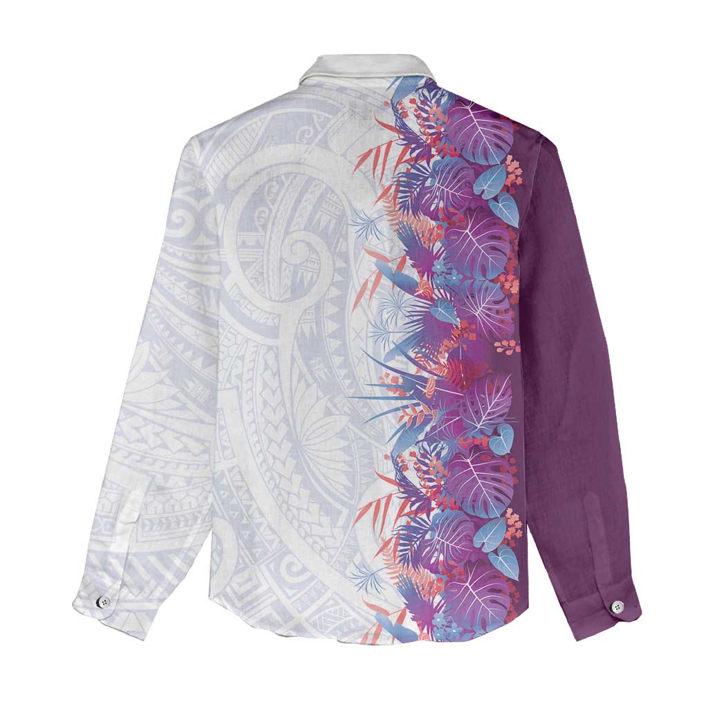 Hawaii Tropical Plant Poni Women Casual Shirt Vibrant Polynesian Pattern