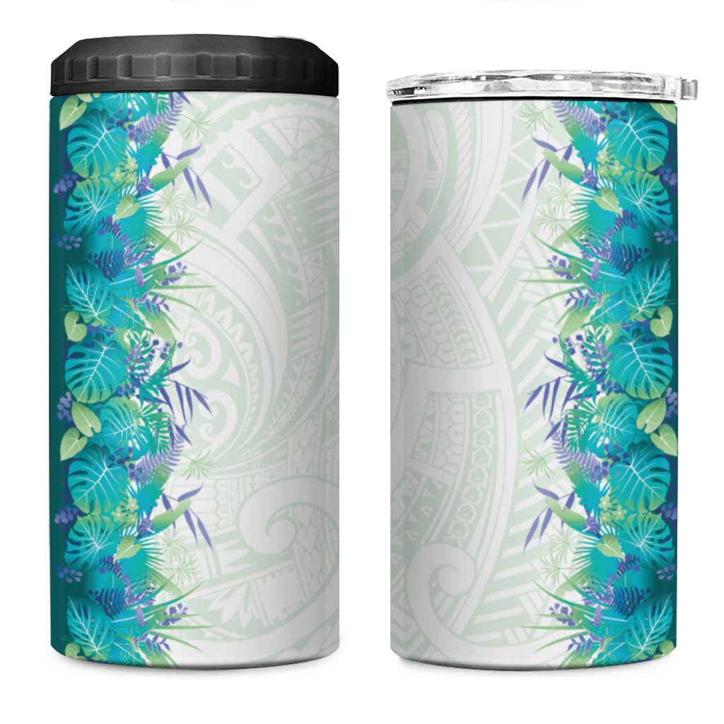 Hawaii Tropical Plant Teal 4 in 1 Can Cooler Tumbler Vibrant Polynesian Pattern LT01 One Size: 16 oz Teal - Polynesian Pride
