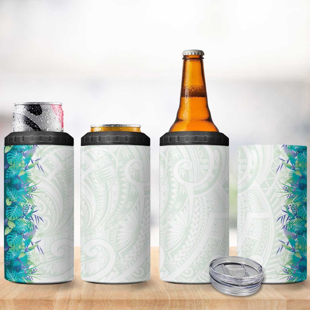 Hawaii Tropical Plant Teal 4 in 1 Can Cooler Tumbler Vibrant Polynesian Pattern LT01 - Polynesian Pride
