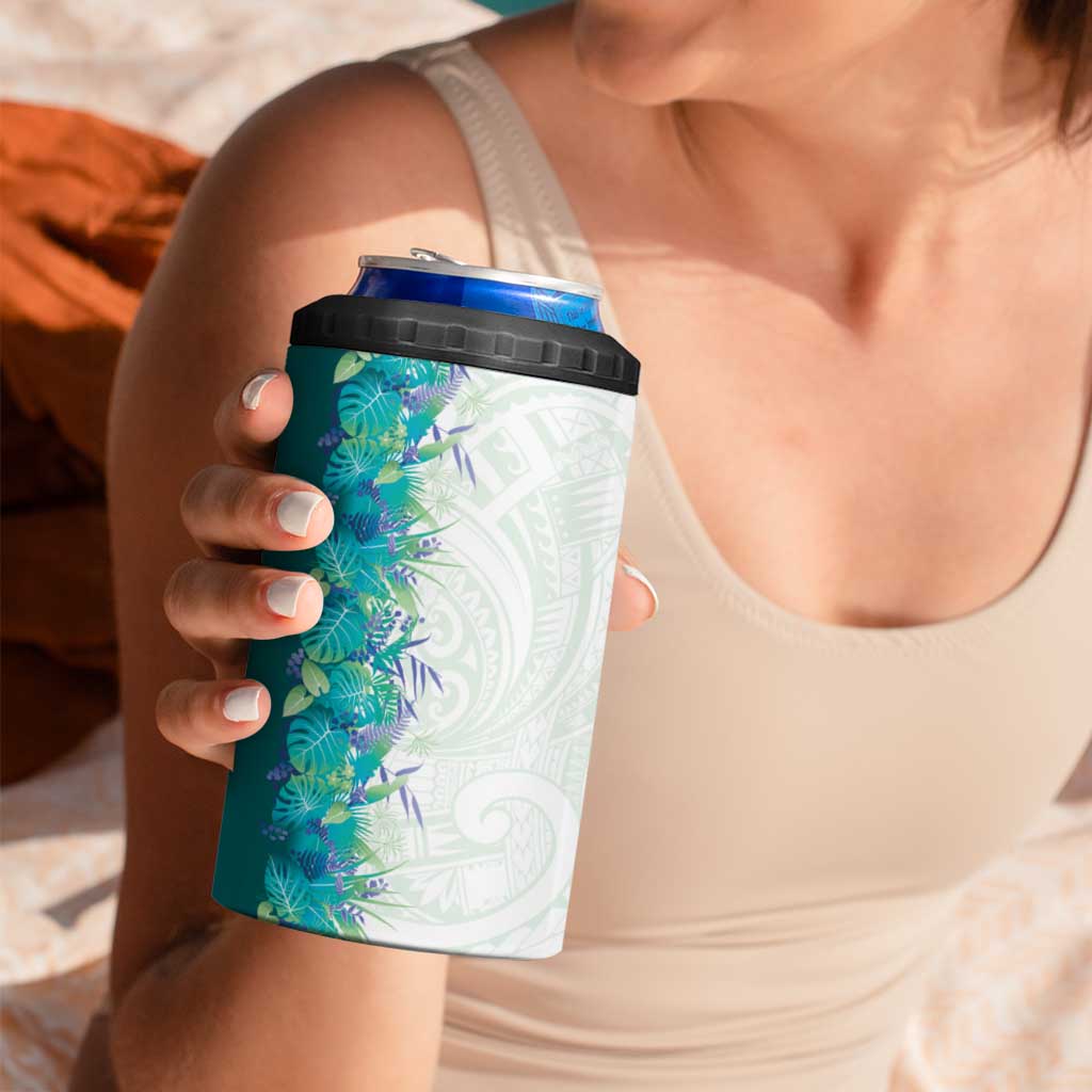 Hawaii Tropical Plant Teal 4 in 1 Can Cooler Tumbler Vibrant Polynesian Pattern LT01 - Polynesian Pride