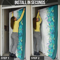 Hawaii Tropical Plant Teal Door Cover Vibrant Polynesian Pattern
