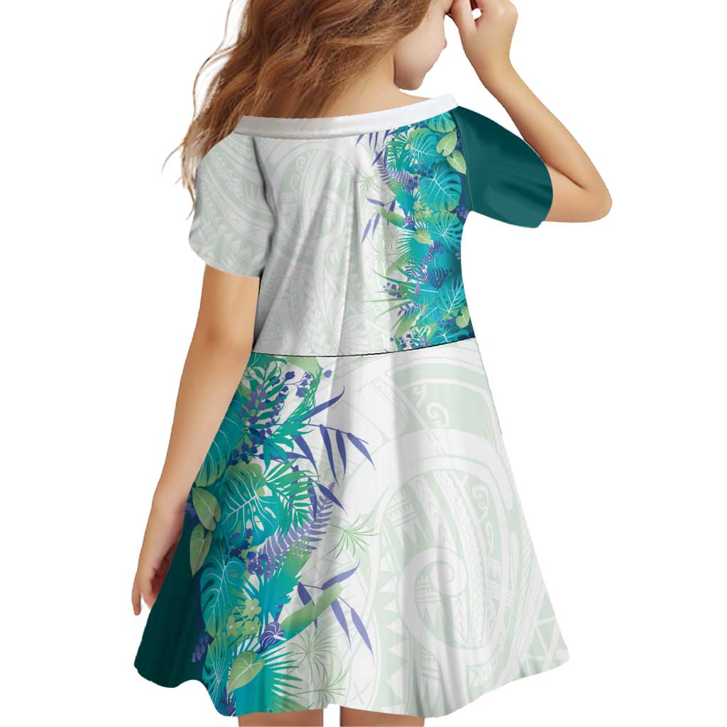 Hawaii Tropical Plant Teal Family Matching Summer Maxi Dress and Hawaiian Shirt Vibrant Polynesian Pattern