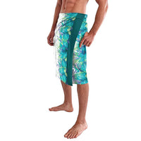 Hawaii Tropical Plant Teal Lavalava Vibrant Polynesian Pattern
