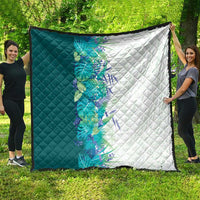 Hawaii Tropical Plant Teal Quilt Vibrant Polynesian Pattern