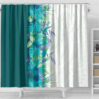Hawaii Tropical Plant Teal Shower Curtain Vibrant Polynesian Pattern