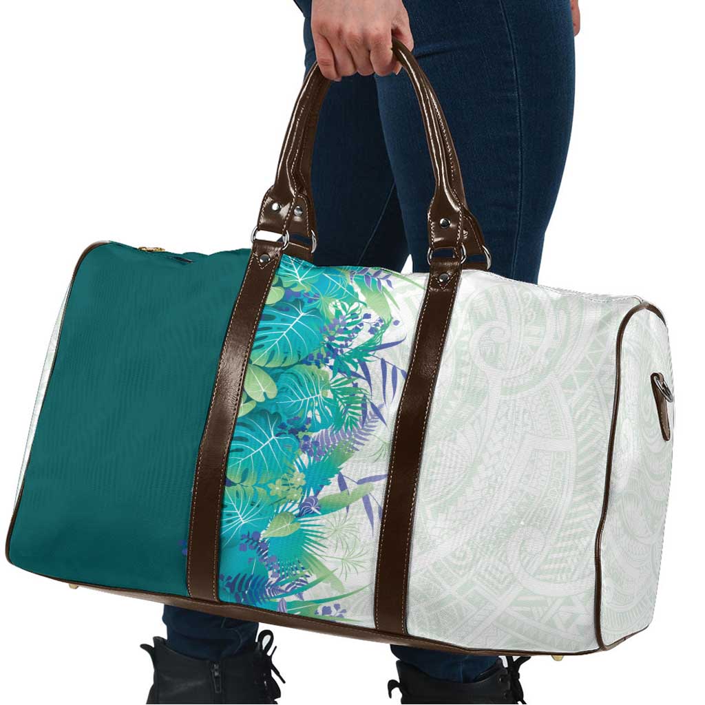 Hawaii Tropical Plant Teal Travel Bag Vibrant Polynesian Pattern